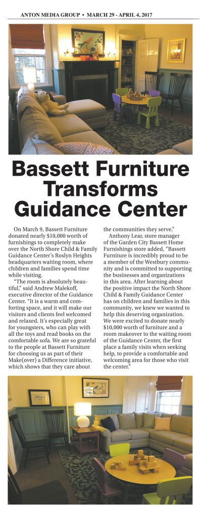 Bassett Furniture Transforms Guidance Center Waiting Room in “Make(over) a Difference”