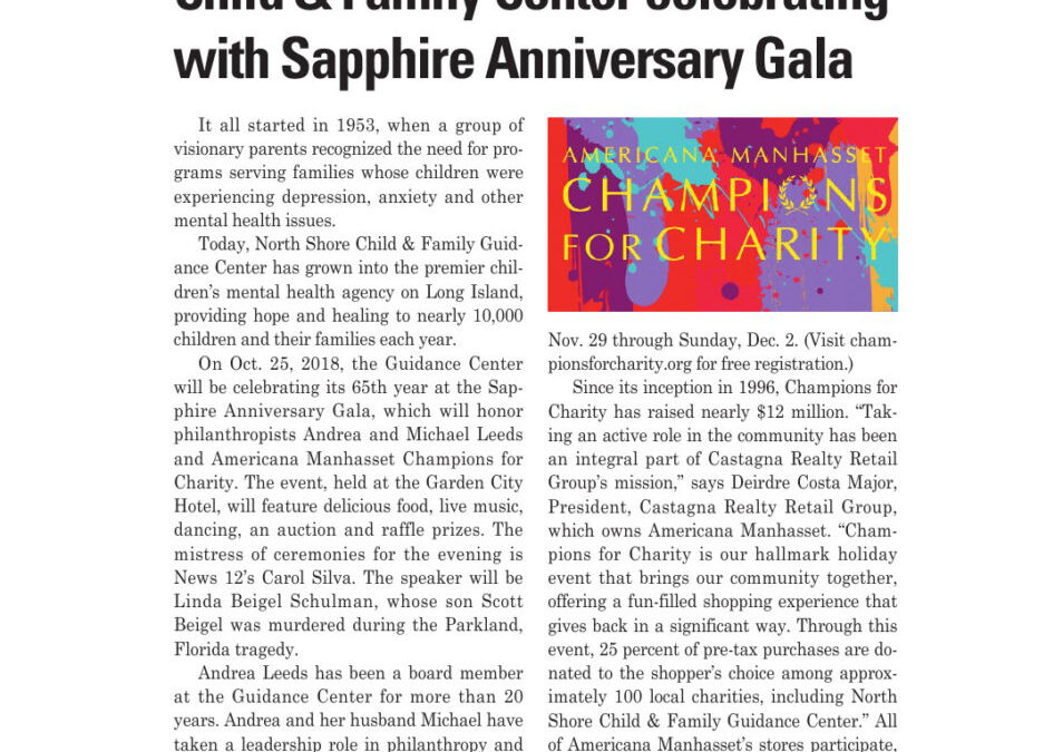 “Guidance Center Celebrating with Sapphire Anniversary Gala,” from Long Island Business News, Oct. 5, 2018