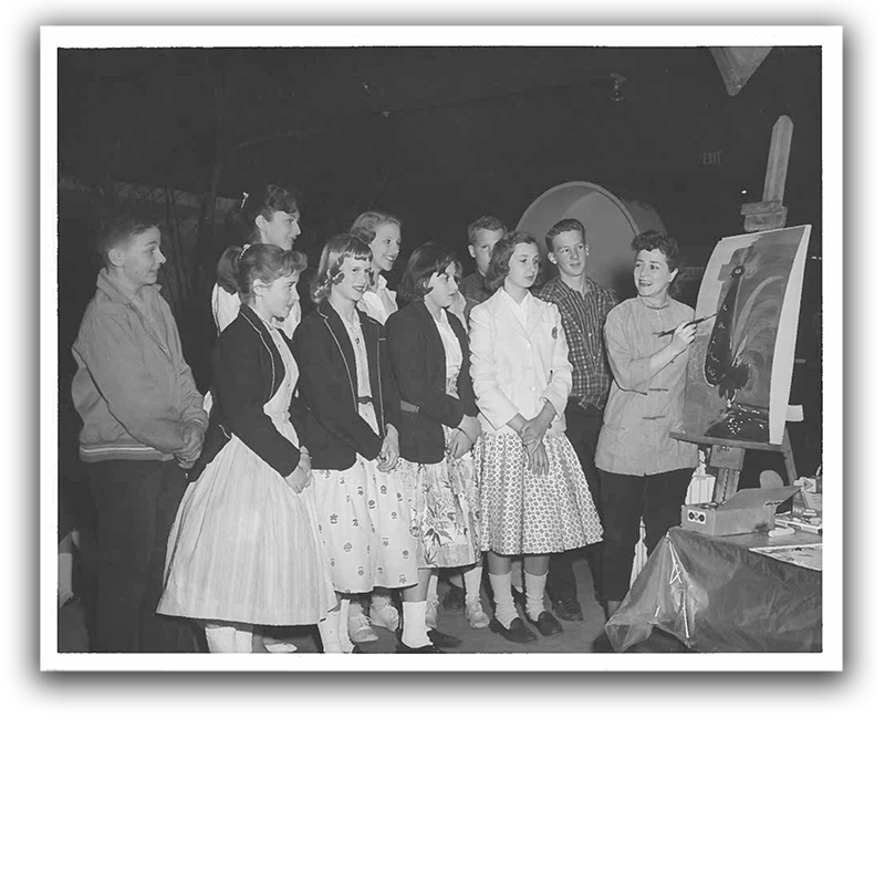 art therapy workshop in 1950s or 1960s