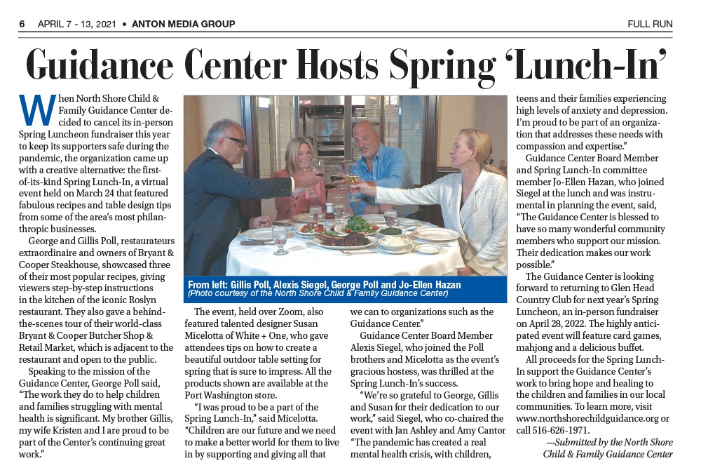 Guidance Center Hosts Spring ‘Lunch-In, Anton Media, April 7, 2021